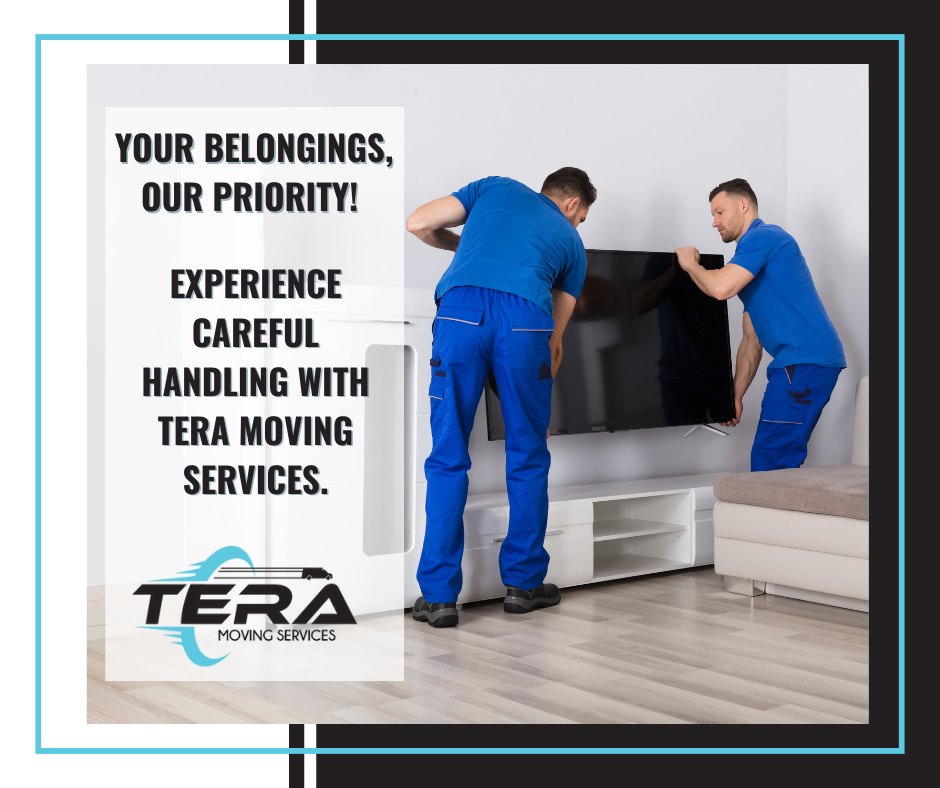 Two professional movers from Tera Moving Services relocating furniture efficiently in Houston, Texas.
